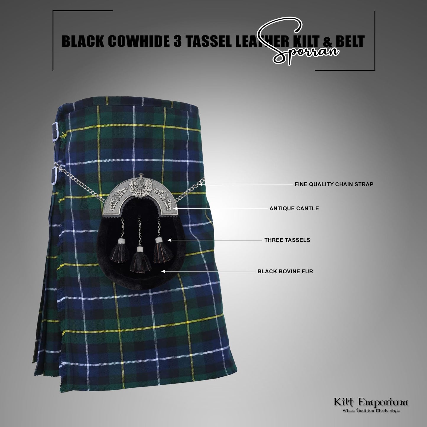 Kilt Emporium Thistle Premium Full Dress Sporran - Scottish Men's Kilt Accessory