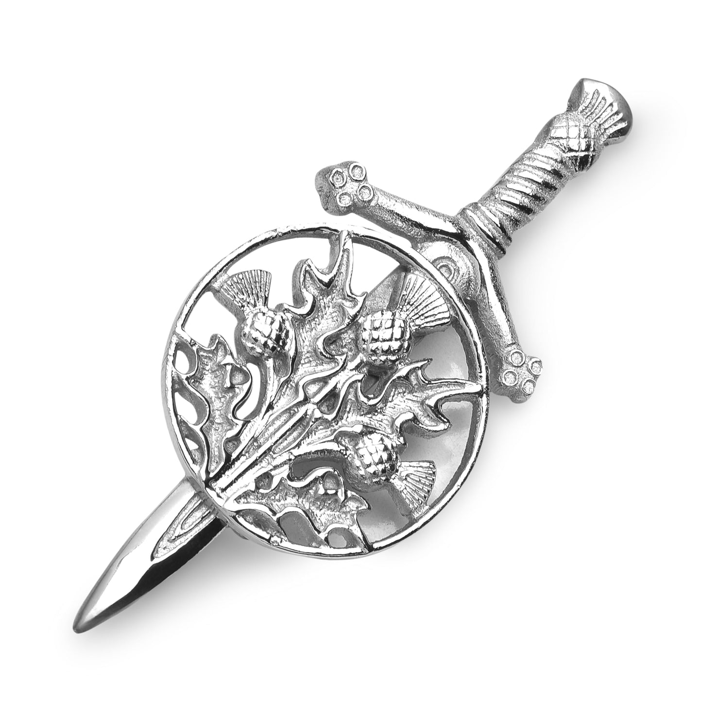 Kilt Emporium Trinity Thistle Large Kilt Pin Rust Free Brass Scottish Emblem - 4 Inches