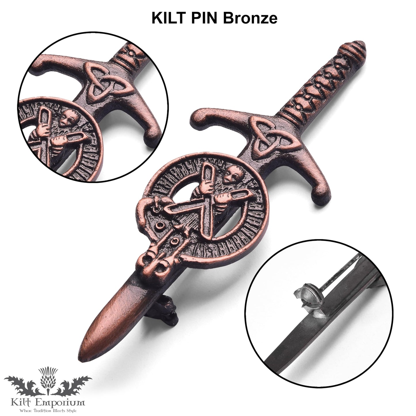 Kilt Emporium Saint Andrew Kilt Pin, 4 Inches, Rust-Free Brass Metal