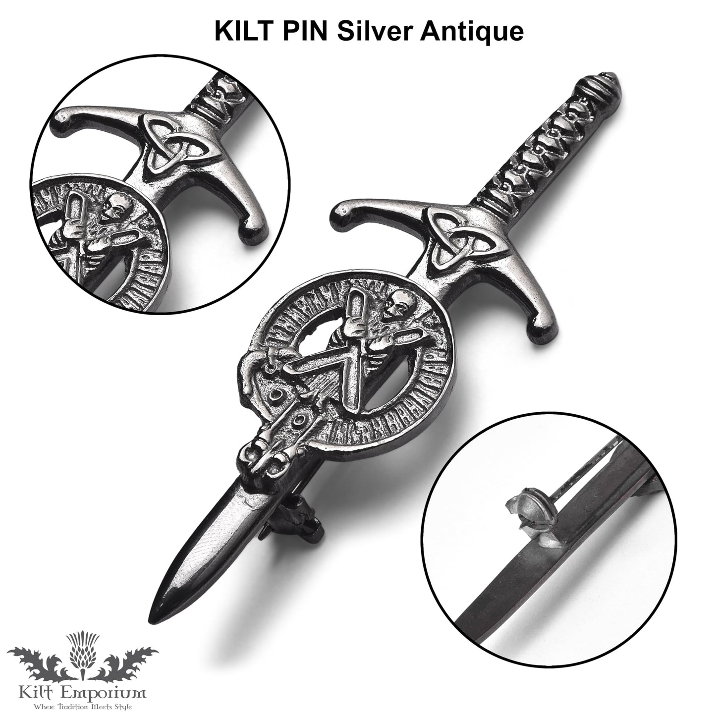 Kilt Emporium Saint Andrew Kilt Pin, 4 Inches, Rust-Free Brass Metal