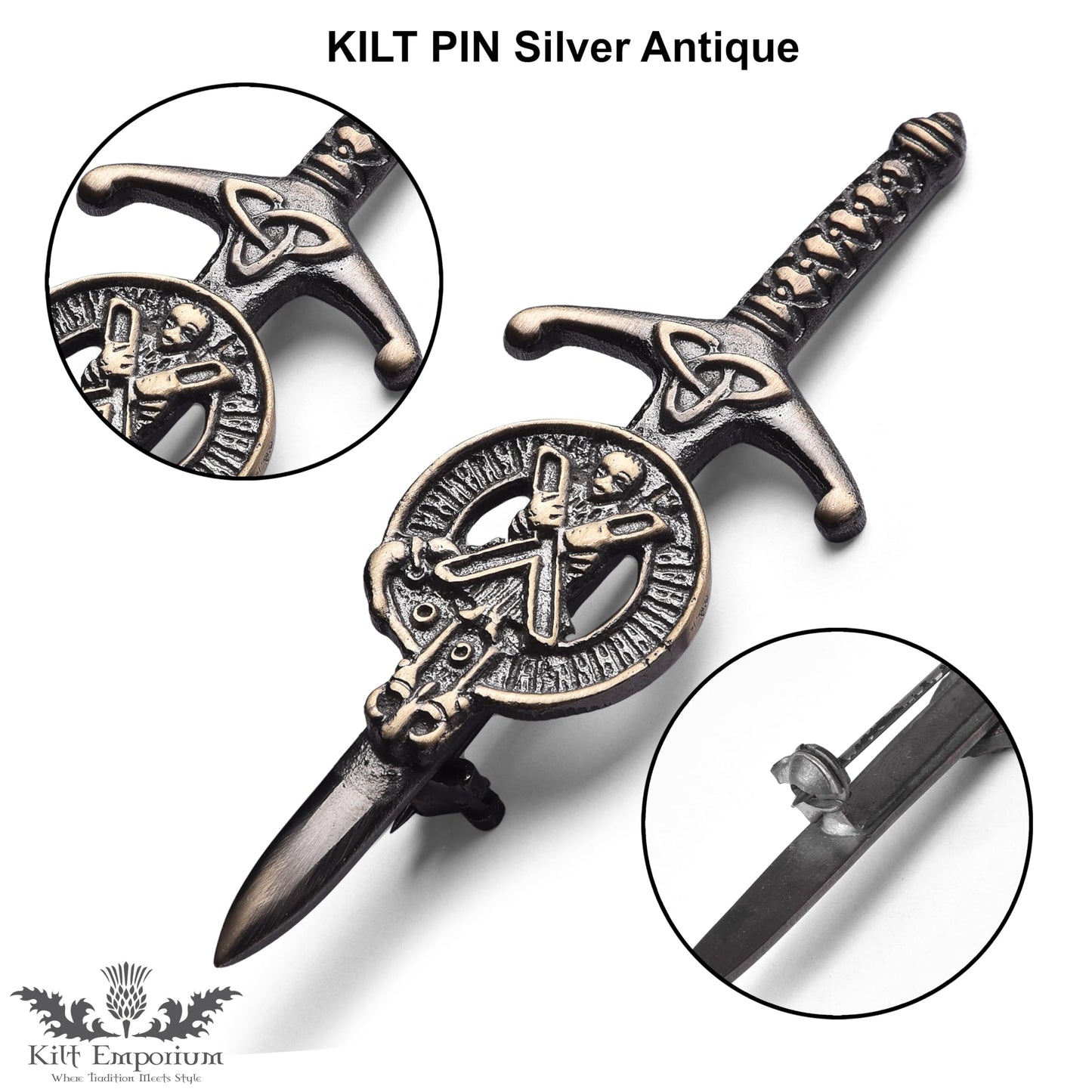 Kilt Emporium Saint Andrew Kilt Pin, 4 Inches, Rust-Free Brass Metal