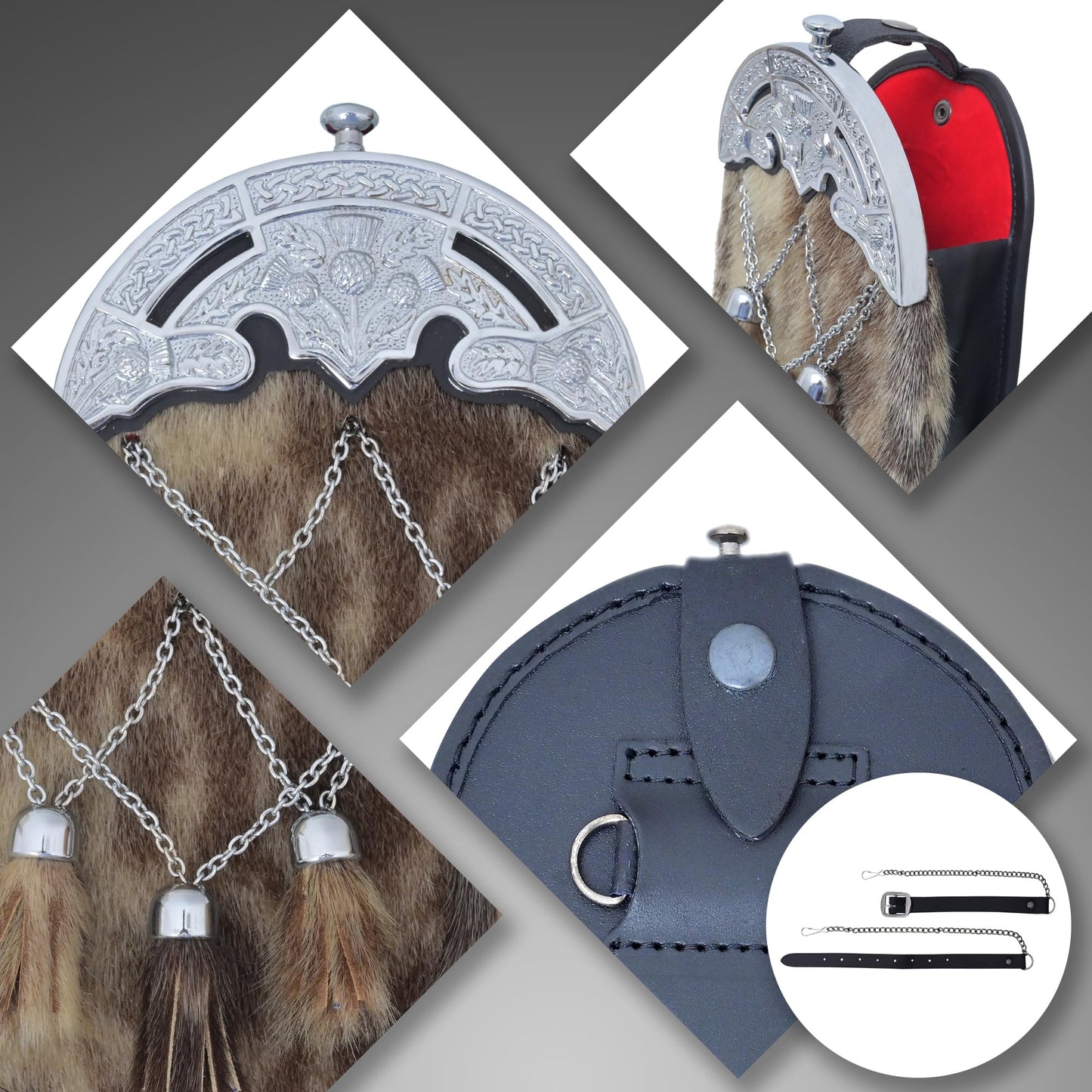 Kilt Emporium Thistle Crown Sporran for Men - Elegant Full Dress Scottish Kilt Accessory