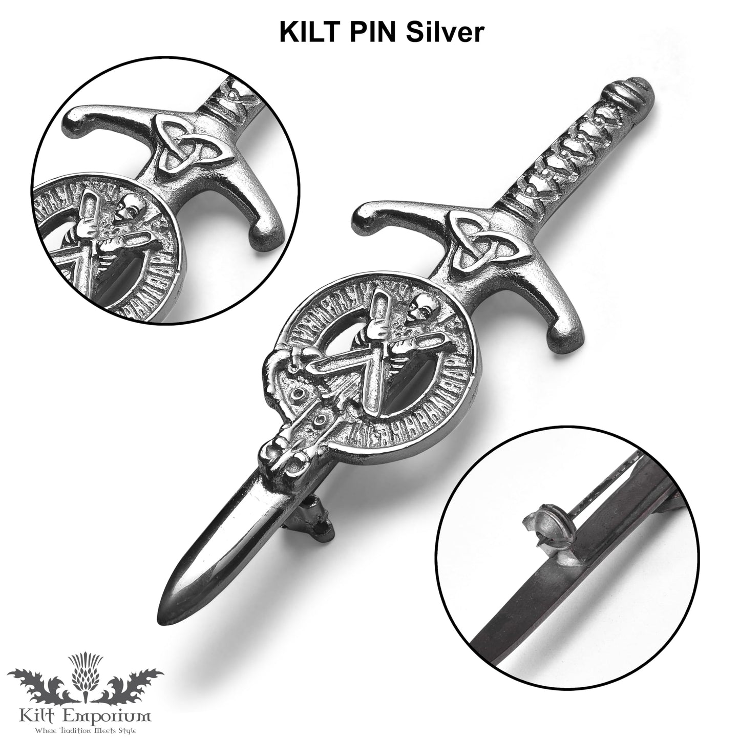 Kilt Emporium Saint Andrew Kilt Pin, 4 Inches, Rust-Free Brass Metal