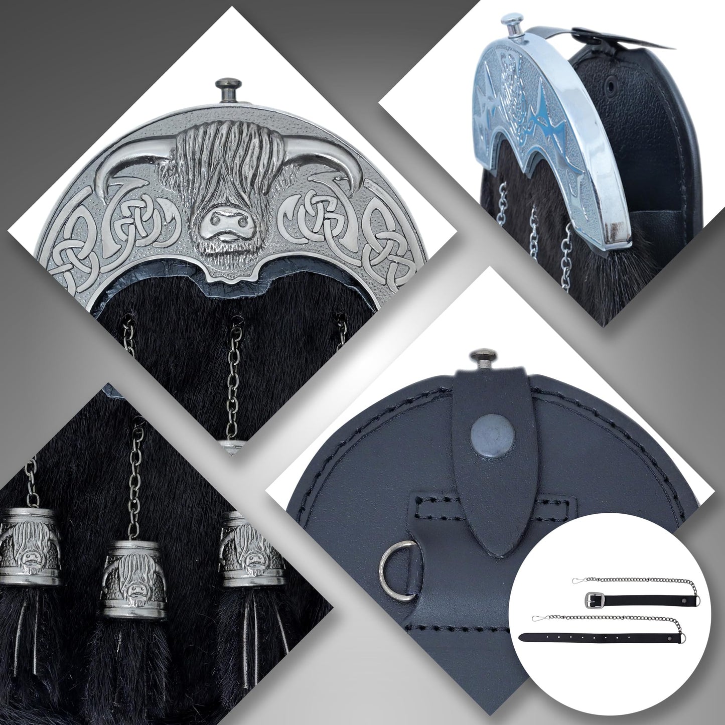 Kilt Emporium Heilan Coo Cantle Sporran - Premium Full Dress for Men