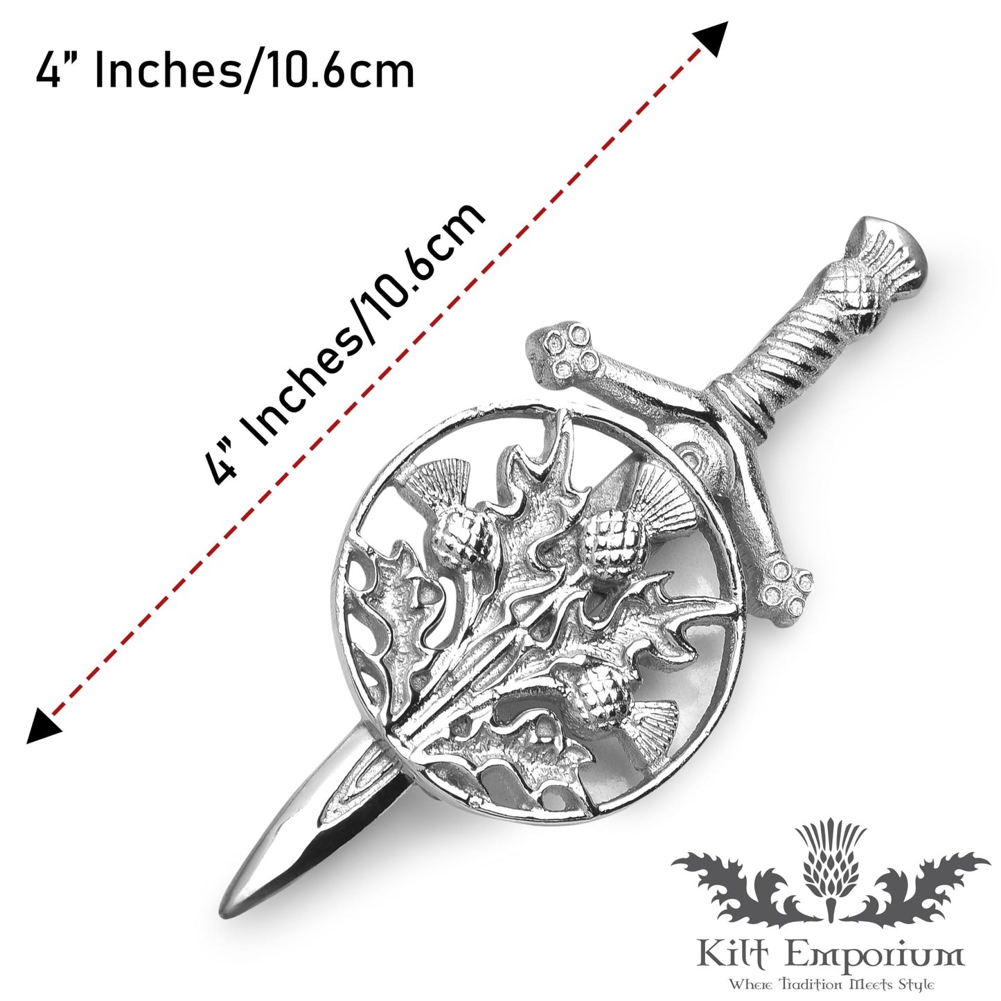 Kilt Emporium Trinity Thistle Large Kilt Pin Rust Free Brass Scottish Emblem - 4 Inches
