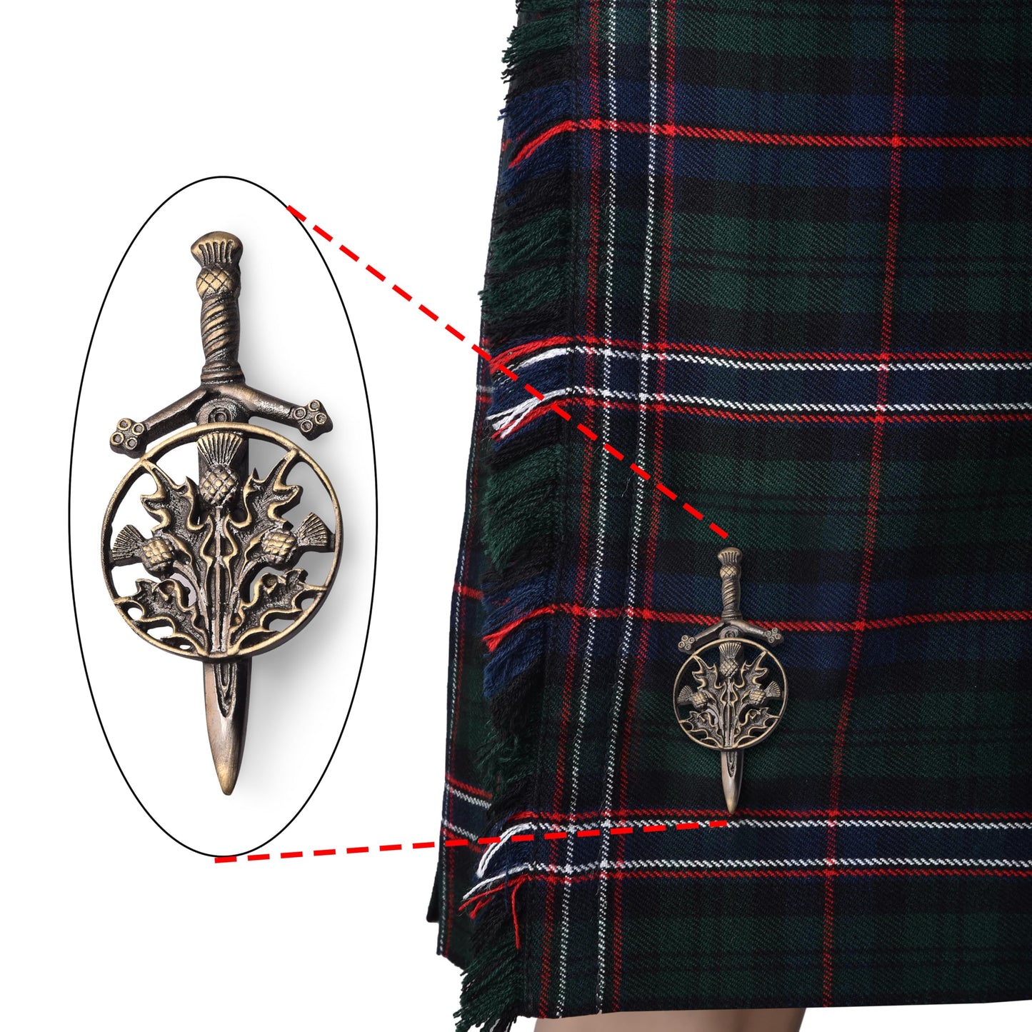Kilt Emporium Trinity Thistle Large Kilt Pin Rust Free Brass Scottish Emblem - 4 Inches