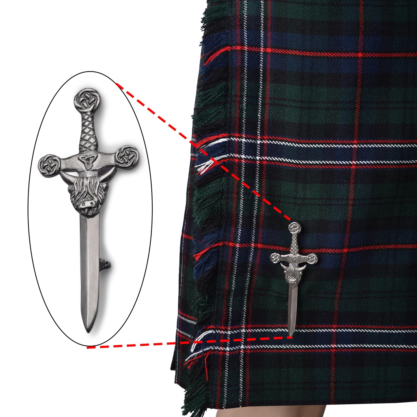 Kilt Emporium Scottish Highland Cow Kilt Pin - 4 Inch