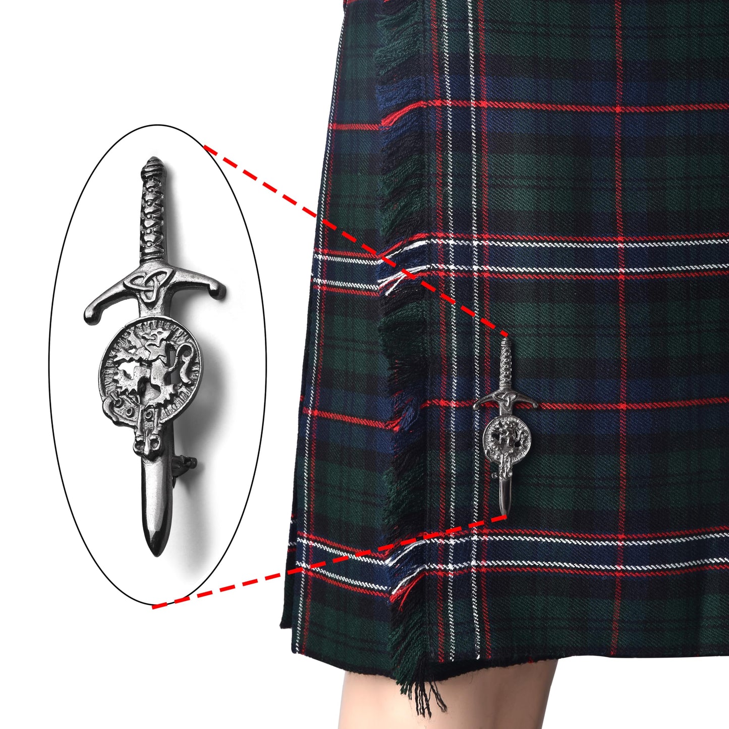 Kilt Emporium Rampant Lion Kilt Pin, Rust Free Metal Brass, 4 inches