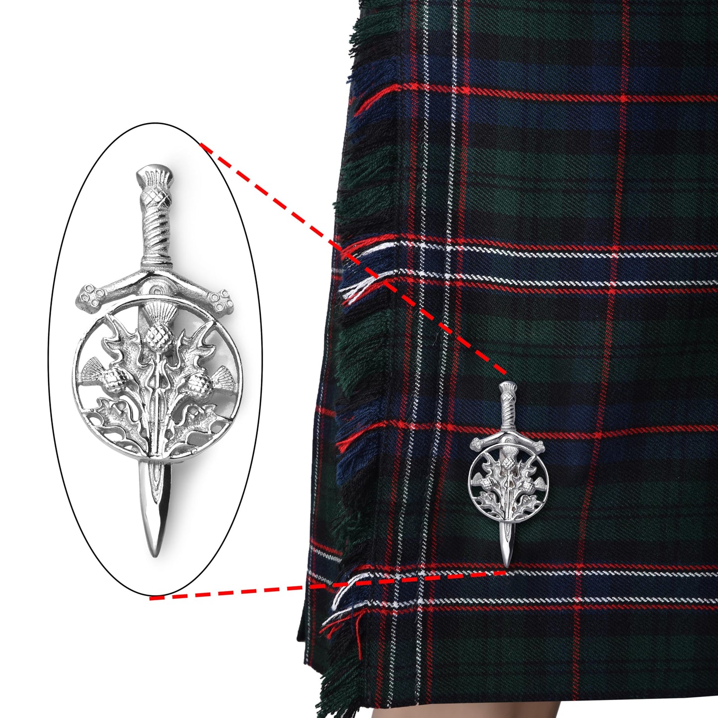Kilt Emporium Trinity Thistle Large Kilt Pin Rust Free Brass Scottish Emblem - 4 Inches