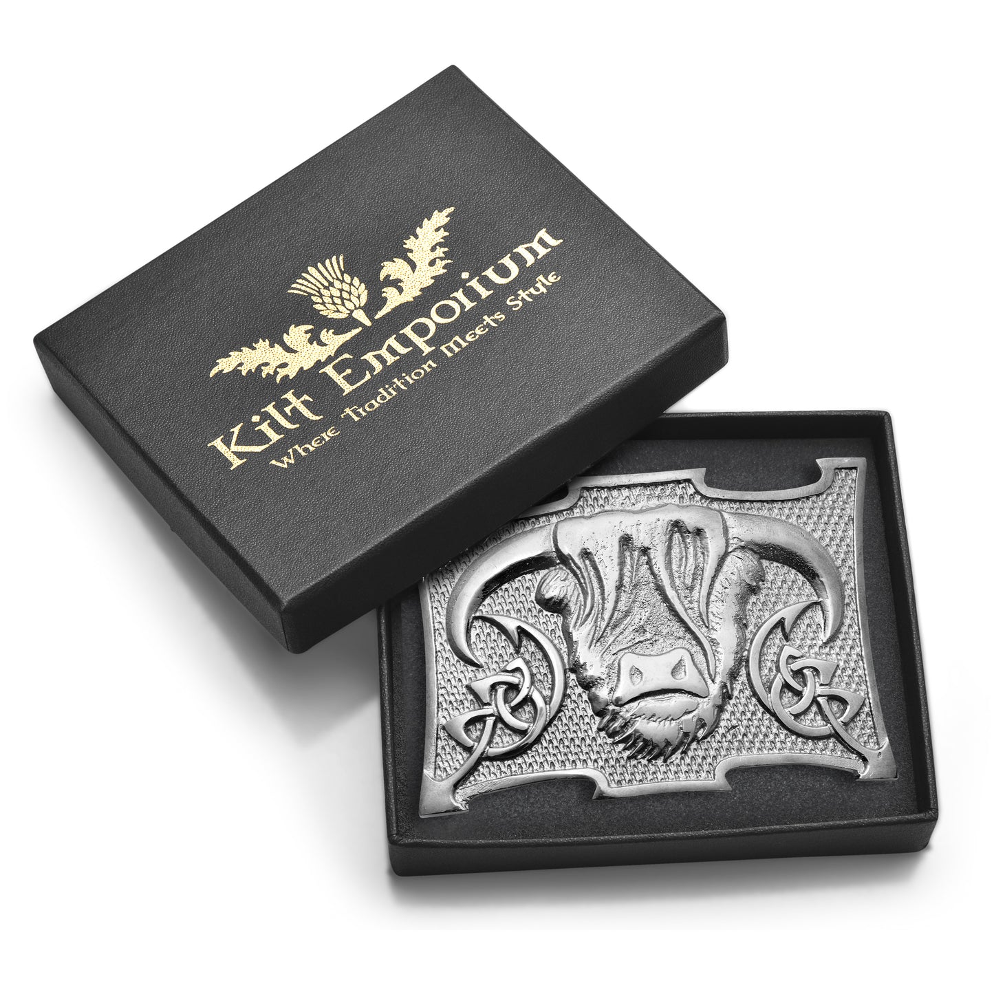 Highland Cow Kilt Belt Buckle – Traditional Heilan Coo Design
