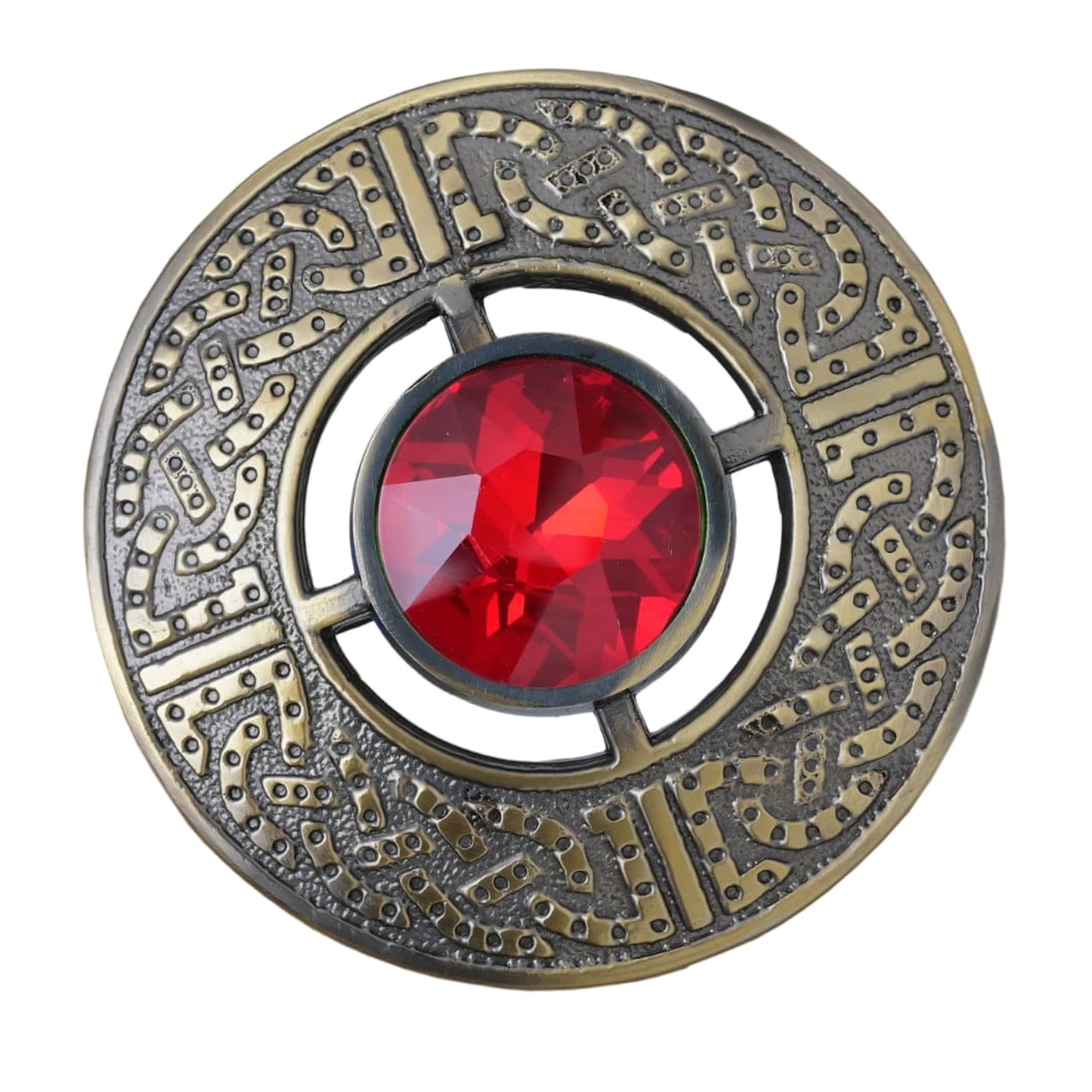Kilt Emporium Celtic Brooch – 3" Scottish Kilt Pin Norse Vintage Jewelry with Gemstones