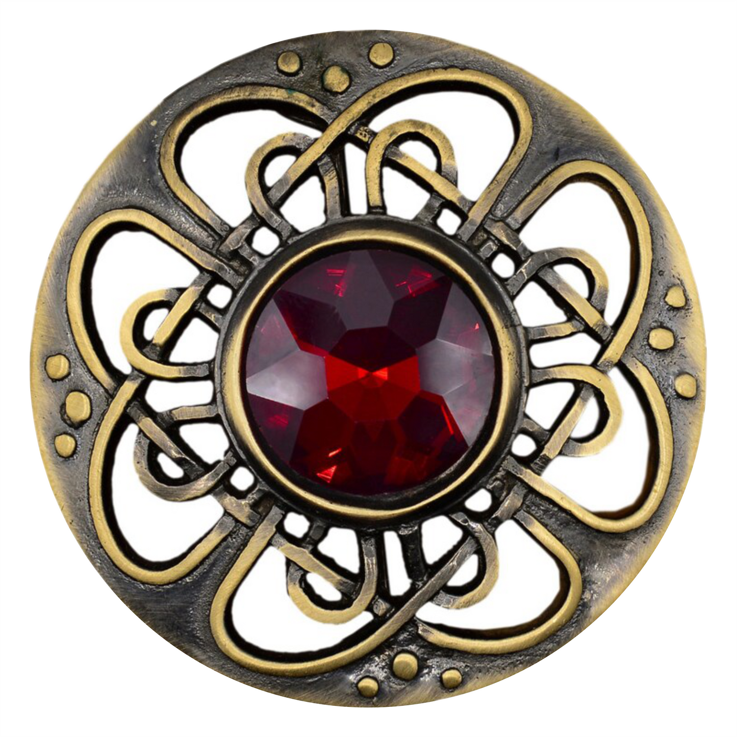 Kilt Emporium Culloden Plaid Brooch – Celtic Kilt Pin with Gemstones, 3" Diameter