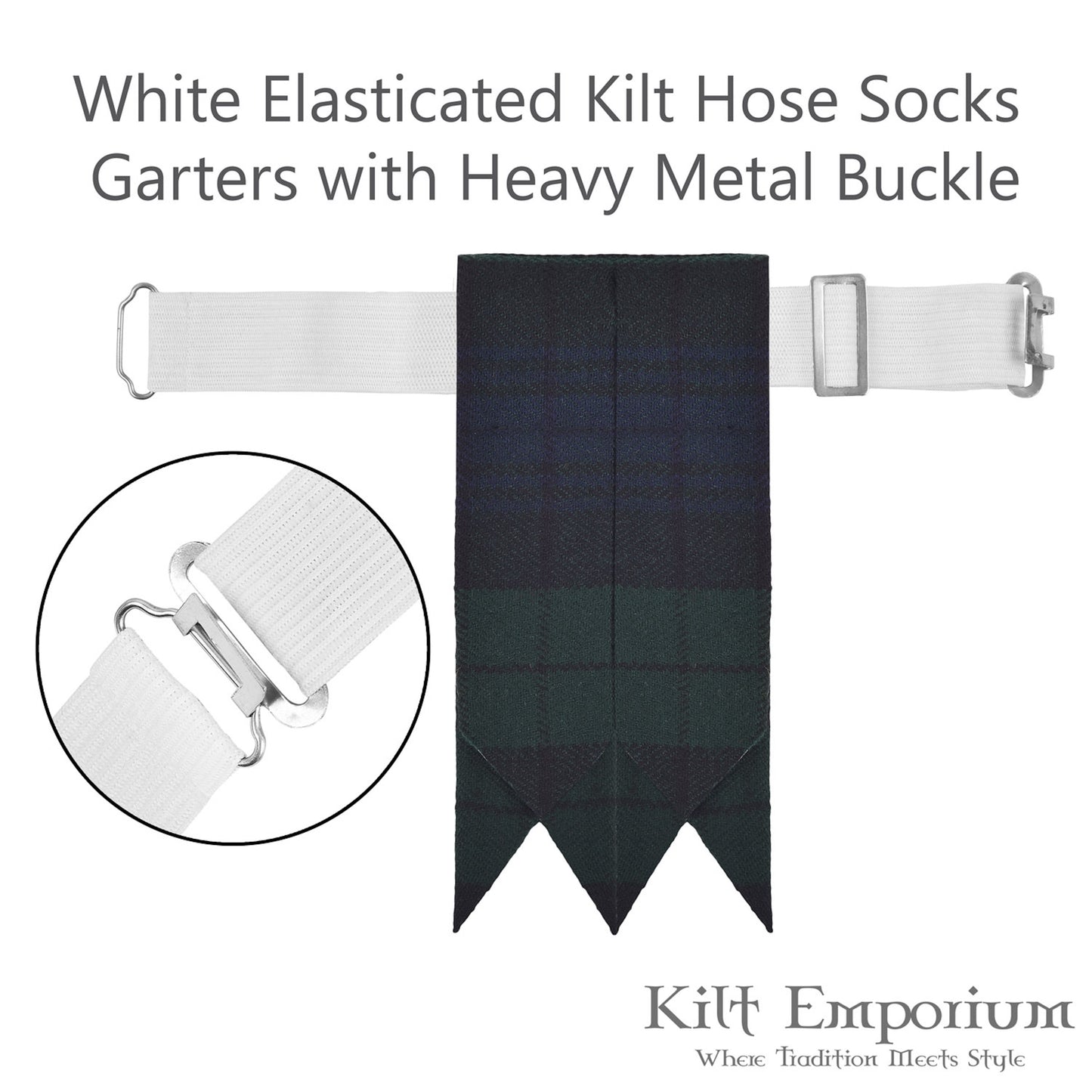 Adjustable Kilt Flashes for Men – Plain & Tartan with Heavy Buckle