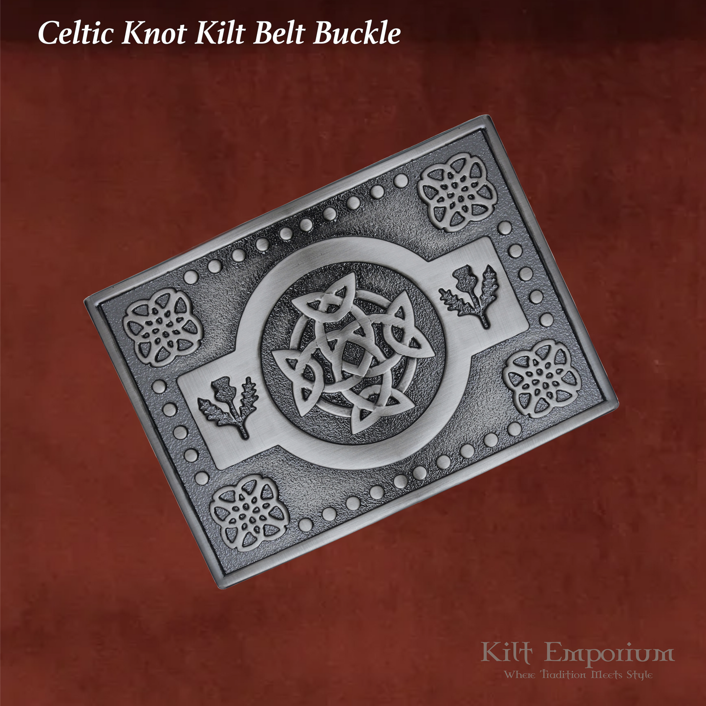 Kilt Emporium Celtic Knot Kilt Belt Buckle - Solid Brass with Intricate Design