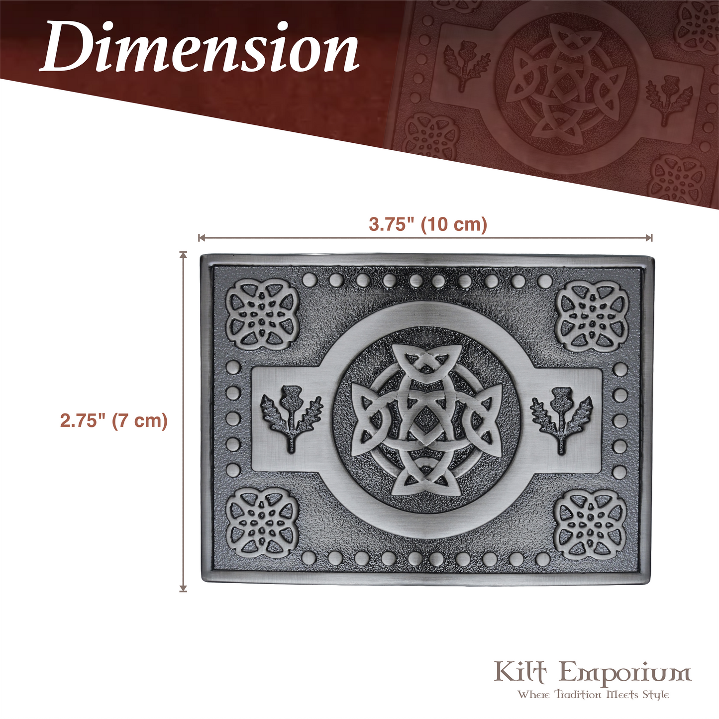 Kilt Emporium Celtic Knot Kilt Belt Buckle - Solid Brass with Intricate Design