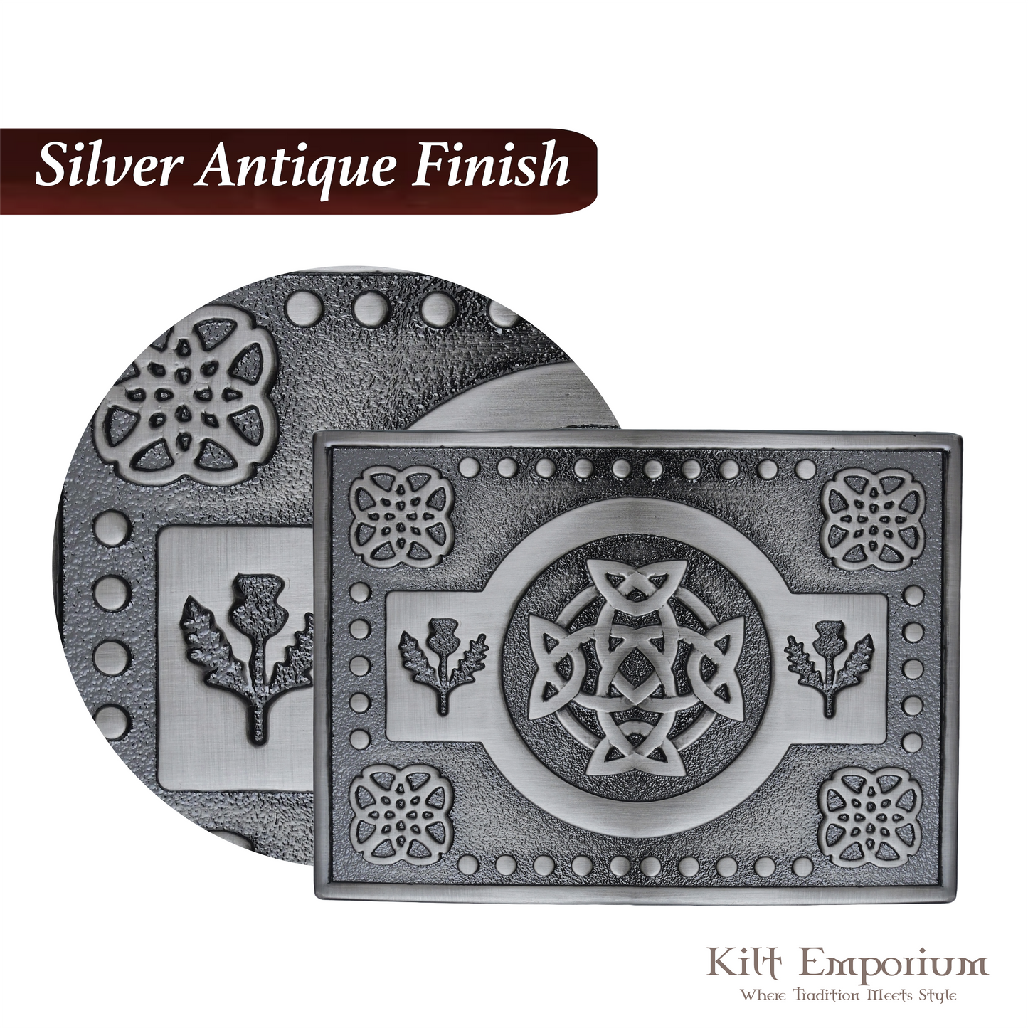 Kilt Emporium Celtic Knot Kilt Belt Buckle - Solid Brass with Intricate Design