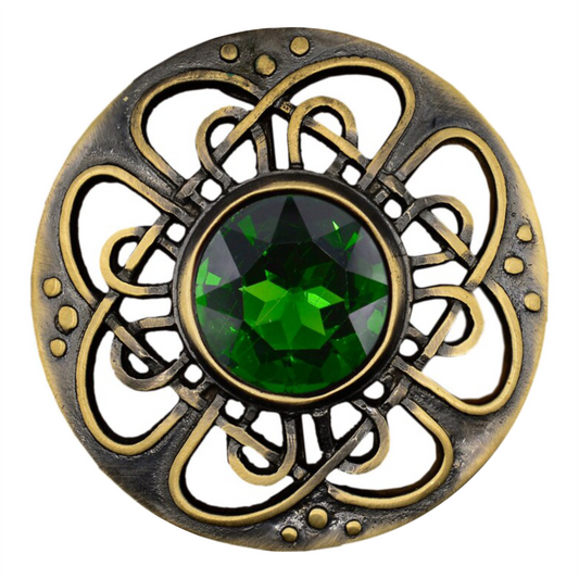 Kilt Emporium Culloden Plaid Brooch – Celtic Kilt Pin with Gemstones, 3" Diameter