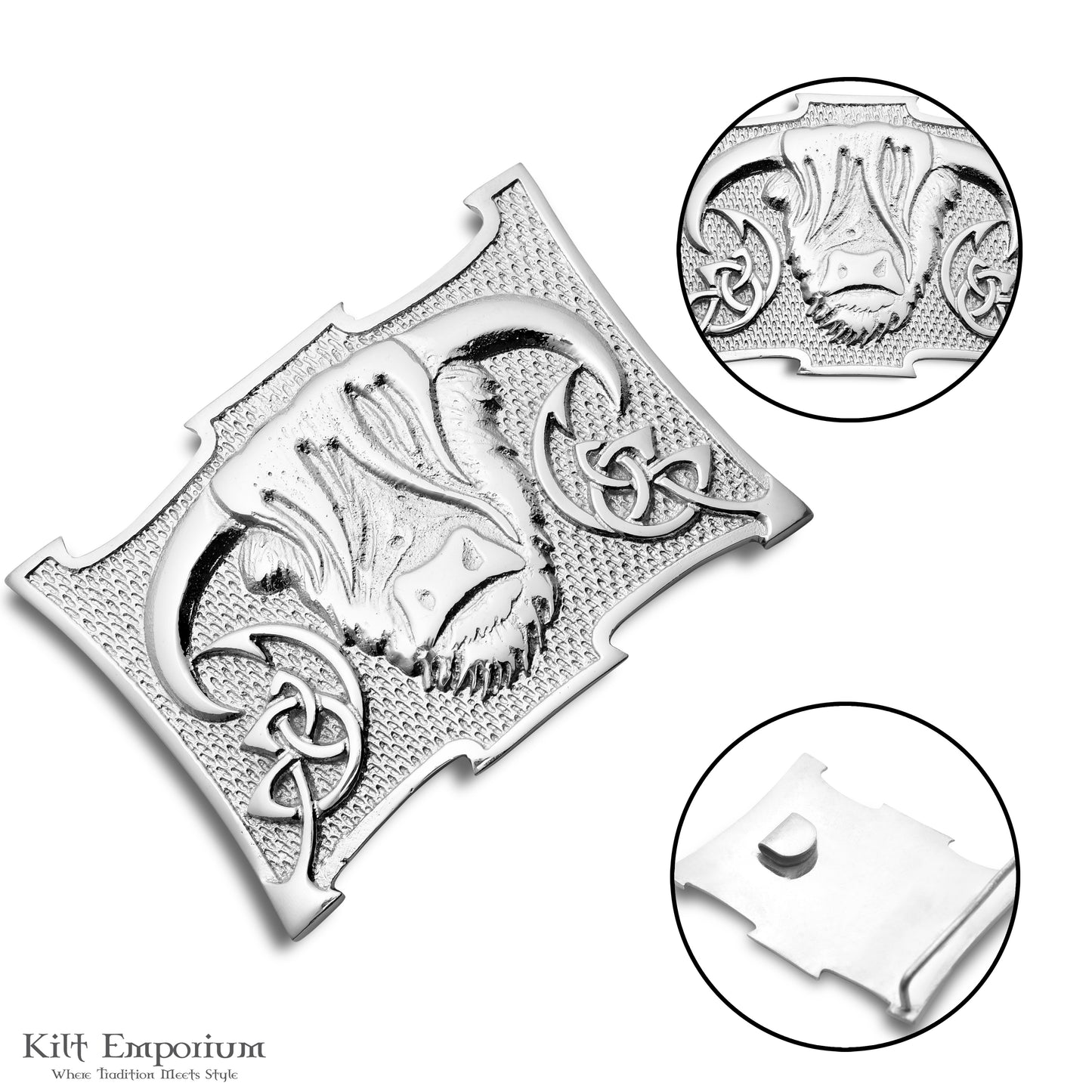 Highland Cow Kilt Belt Buckle – Traditional Heilan Coo Design