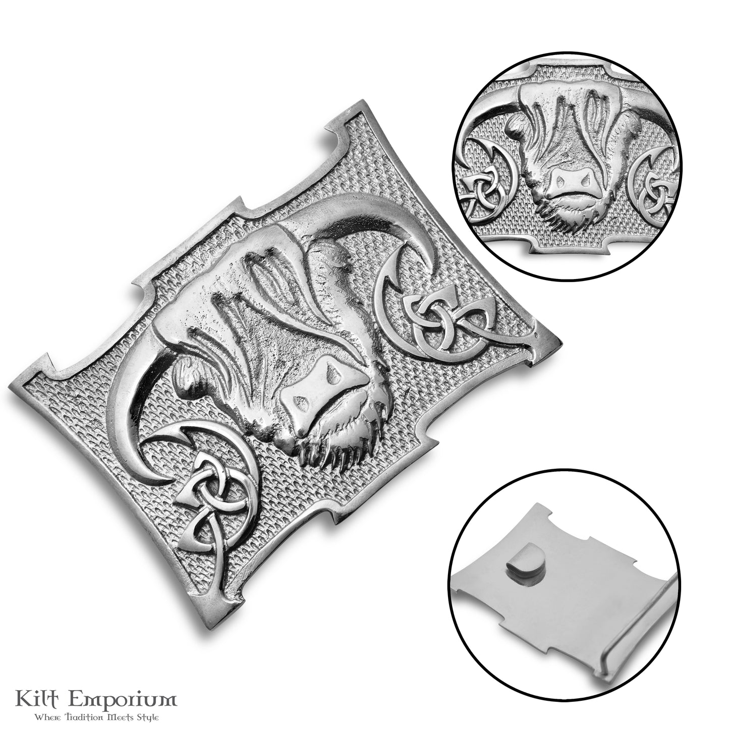 Highland Cow Kilt Belt Buckle – Traditional Heilan Coo Design