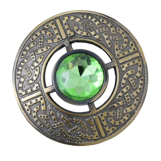 Kilt Emporium Celtic Brooch – 3" Scottish Kilt Pin Norse Vintage Jewelry with Gemstones
