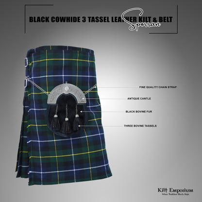 Celtic Knot Cantle Black Sporran – Premium Men’s Full Dress Kilt Accessory
