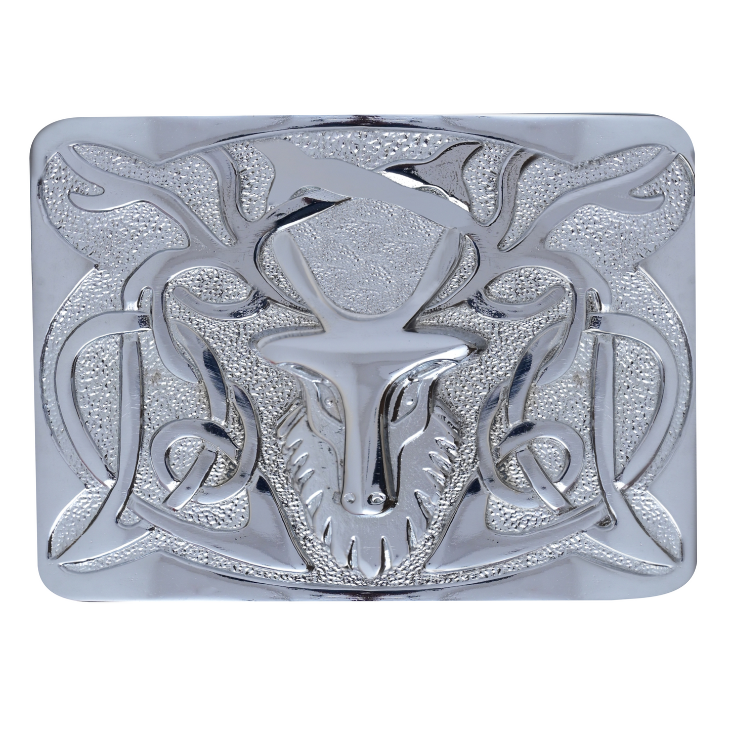 Kilt Emporium Scottish Stag Kilt Belt Buckle – Solid Brass, Traditional Celtic Design