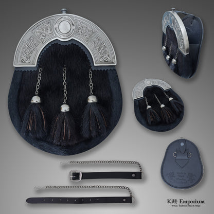 Celtic Knot Cantle Black Sporran – Premium Men’s Full Dress Kilt Accessory