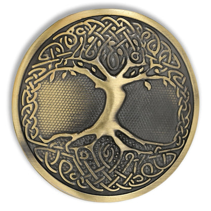 Kilt Emporium Tree of Life Celtic Kilt Belt Buckle - Round Brass Design