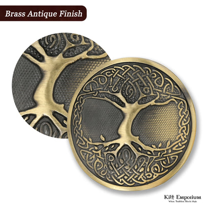 Kilt Emporium Tree of Life Celtic Kilt Belt Buckle - Round Brass Design
